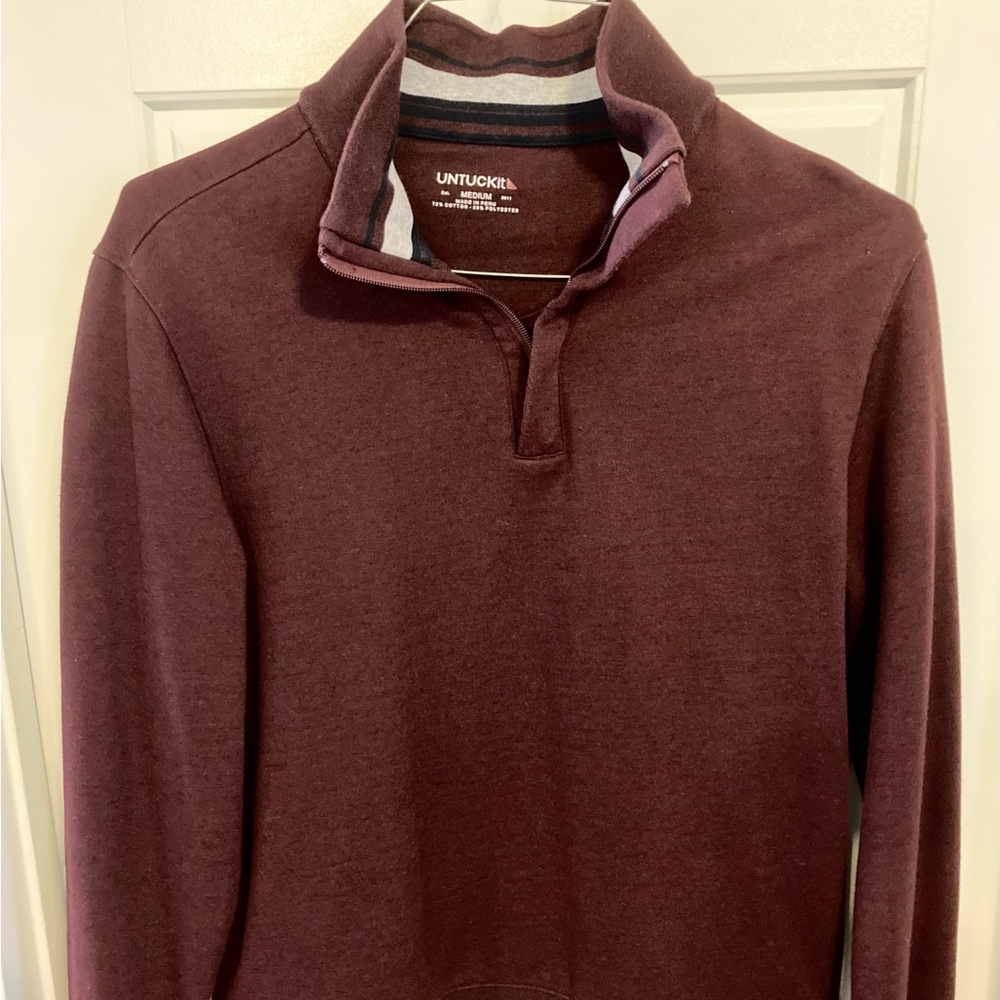 UNTUCKit Men's Burgundy 1/4 Zip-Up Sweater